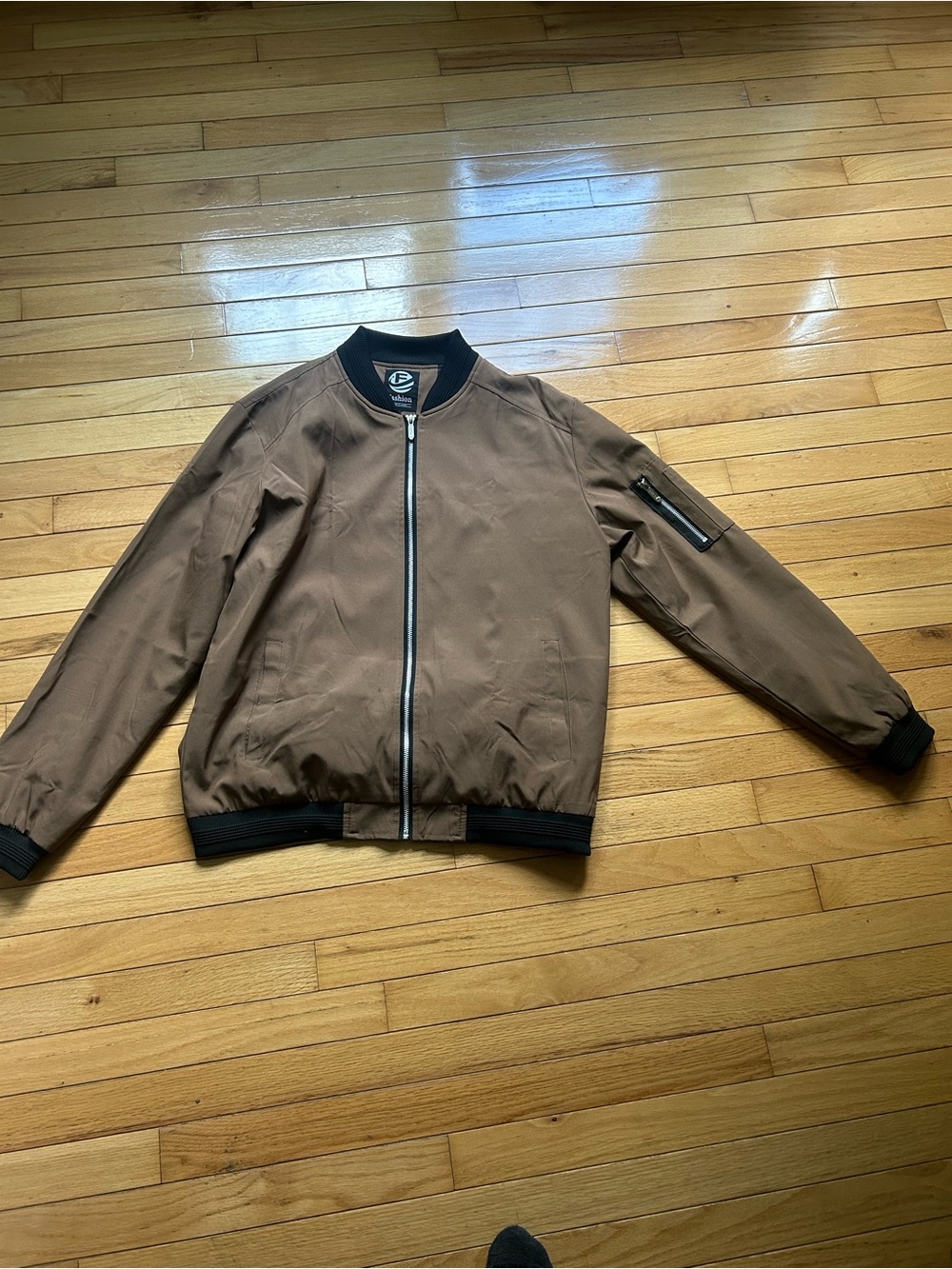 & Other Stories Brown Bomber Jacket with Black Rib Trim